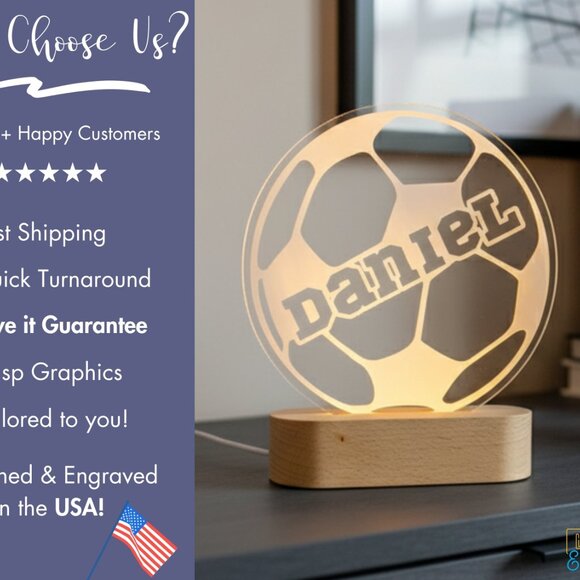 Soccer Night Light – Personalized LED Gift for Kids and Fans - Picture 4 of 8